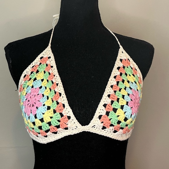 Crochet top bikini Cotton yarn Handmade By Seller festival, rave, pool summer - Picture 6 of 10